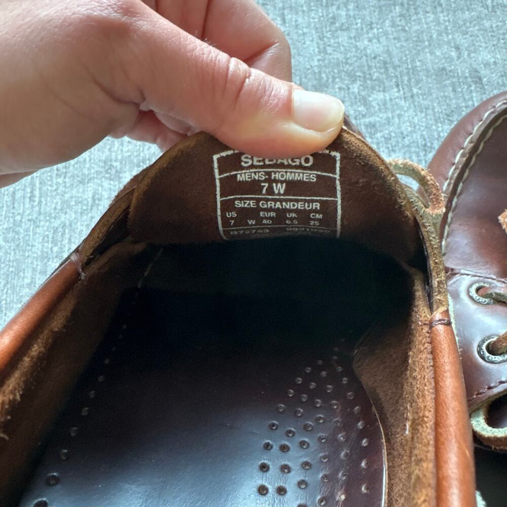 NWOT Sebago Docksides Portland Waxed Leather Brown Boat Shoes - Picture 5 of 5